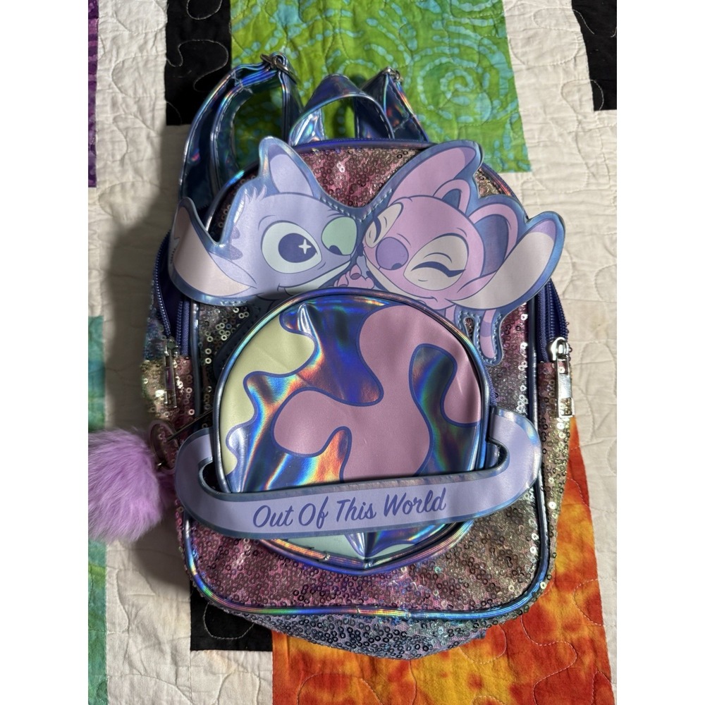 Stitch & Angel Disney Mini Backpack Out Of This World Blue Purple